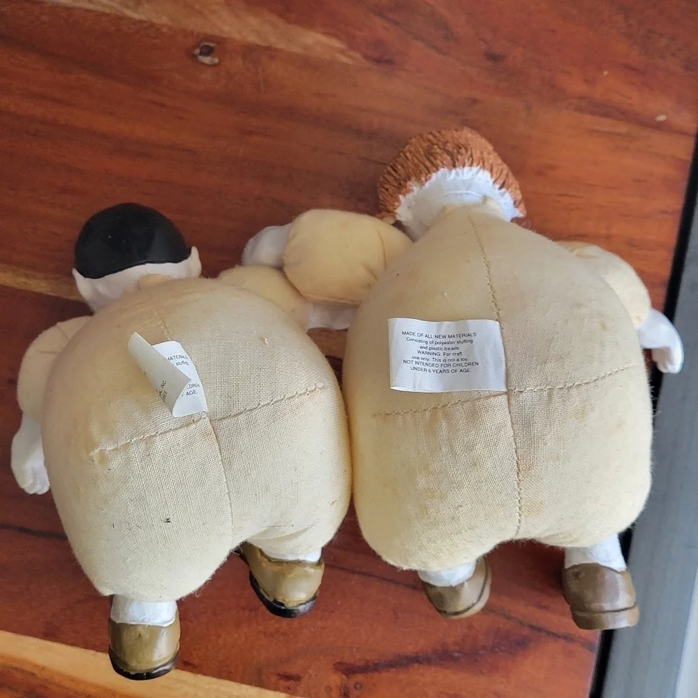 Set of 2 Vintage Porcelain Clowns Head, Hands, Feet Porcelain Hat Stuffed Body